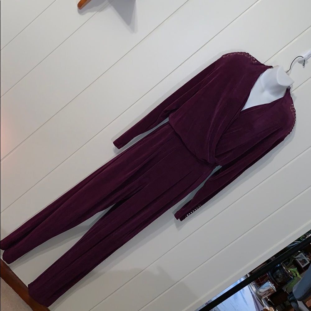 VTG 80s plum Lycra romper/jumpsuit with studs
